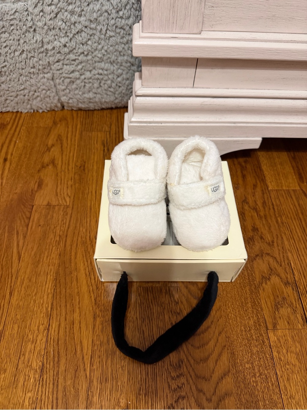 UGG Kids Plush Slip-On Booties in Cream